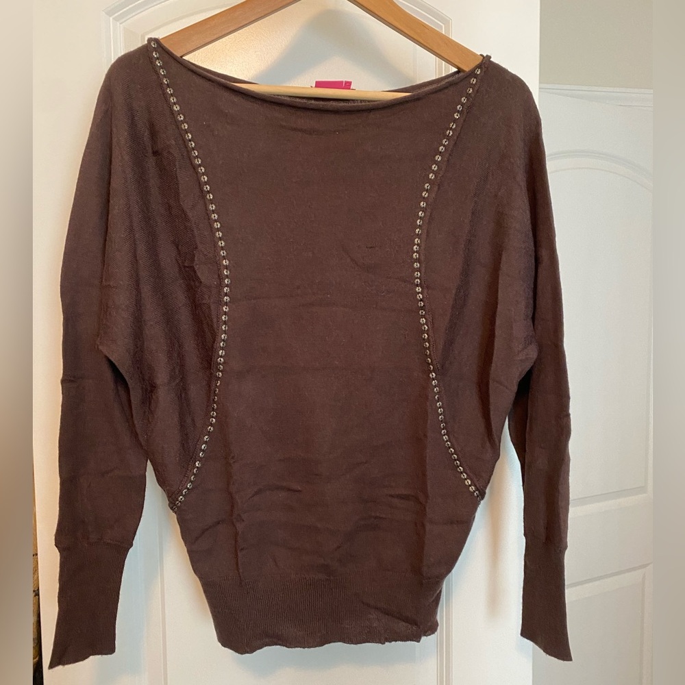 BCBGirls brown studded sweater size medium